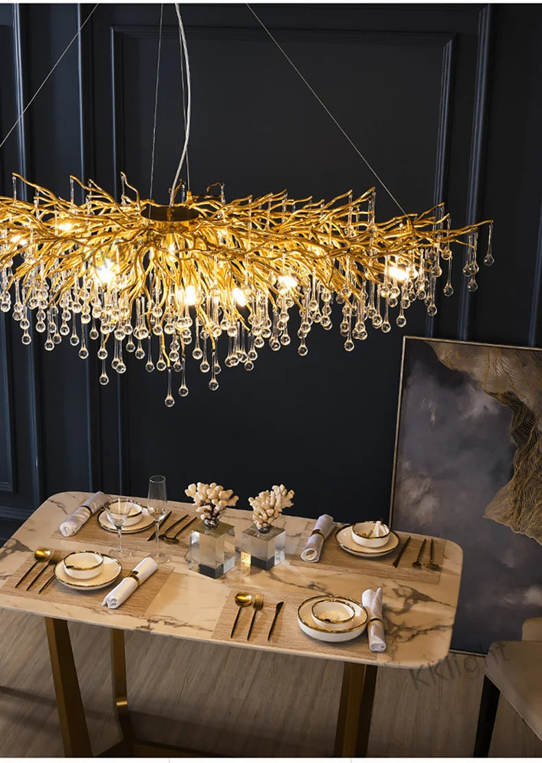 Modern Crystal Raindrop Chandelier — Elegant LED Ceiling Pendant Light
