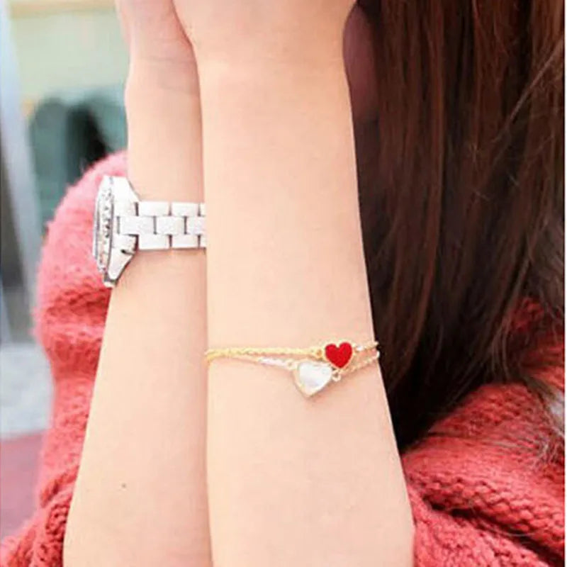 Korean Fashion Bracelets Enamel Heart Bangles for Women Enamel Bracelets Simple Design Hand Decoration Fashion Jewelry