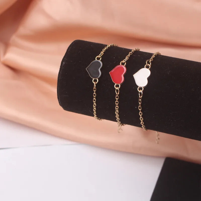 Korean Fashion Bracelets Enamel Heart Bangles for Women Enamel Bracelets Simple Design Hand Decoration Fashion Jewelry