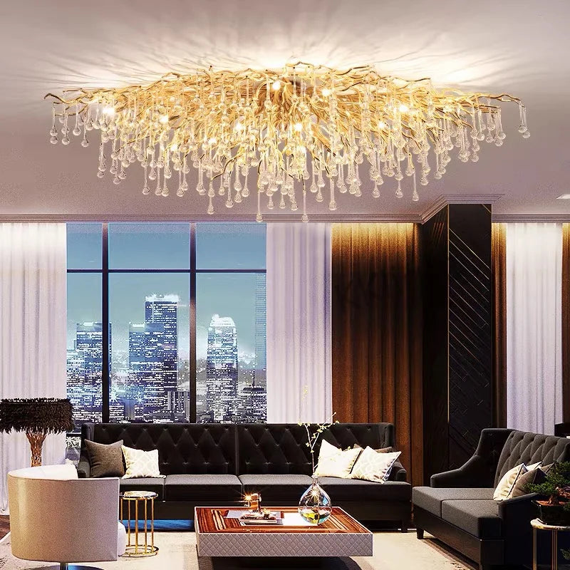 Modern Crystal Raindrop Chandelier — Elegant LED Ceiling Pendant Light