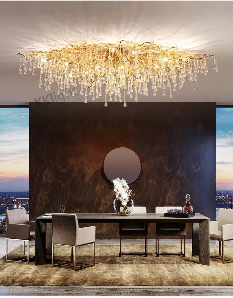 Modern Crystal Raindrop Chandelier — Elegant LED Ceiling Pendant Light