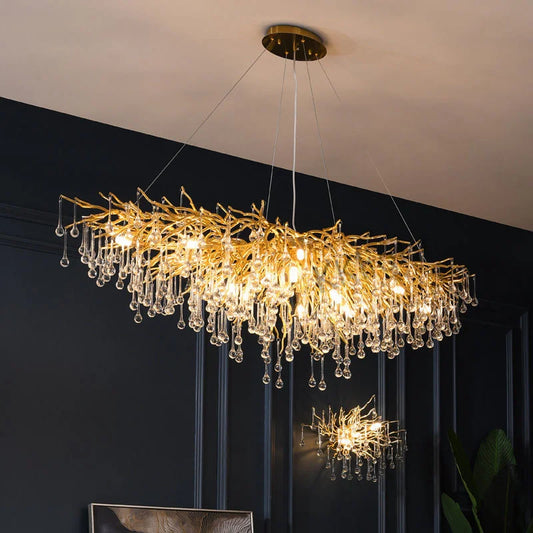 Modern Crystal Raindrop Chandelier — Elegant LED Ceiling Pendant Light